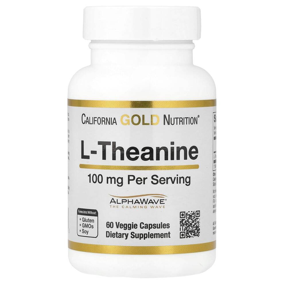 California Gold Nutrition, L-Theanine, Featuring AlphaWave, 100 mg, 60 Veggie Capsules