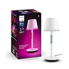 Philips Hue Belle vit: Bordarmatur, LED-modul, Philips Hue White and Color, portabel, laddbar, 370 lumen, Zigbee & Bluetooth, trådlös, röststyrning via Amazon Alexa, Google Home Assistant och Siri