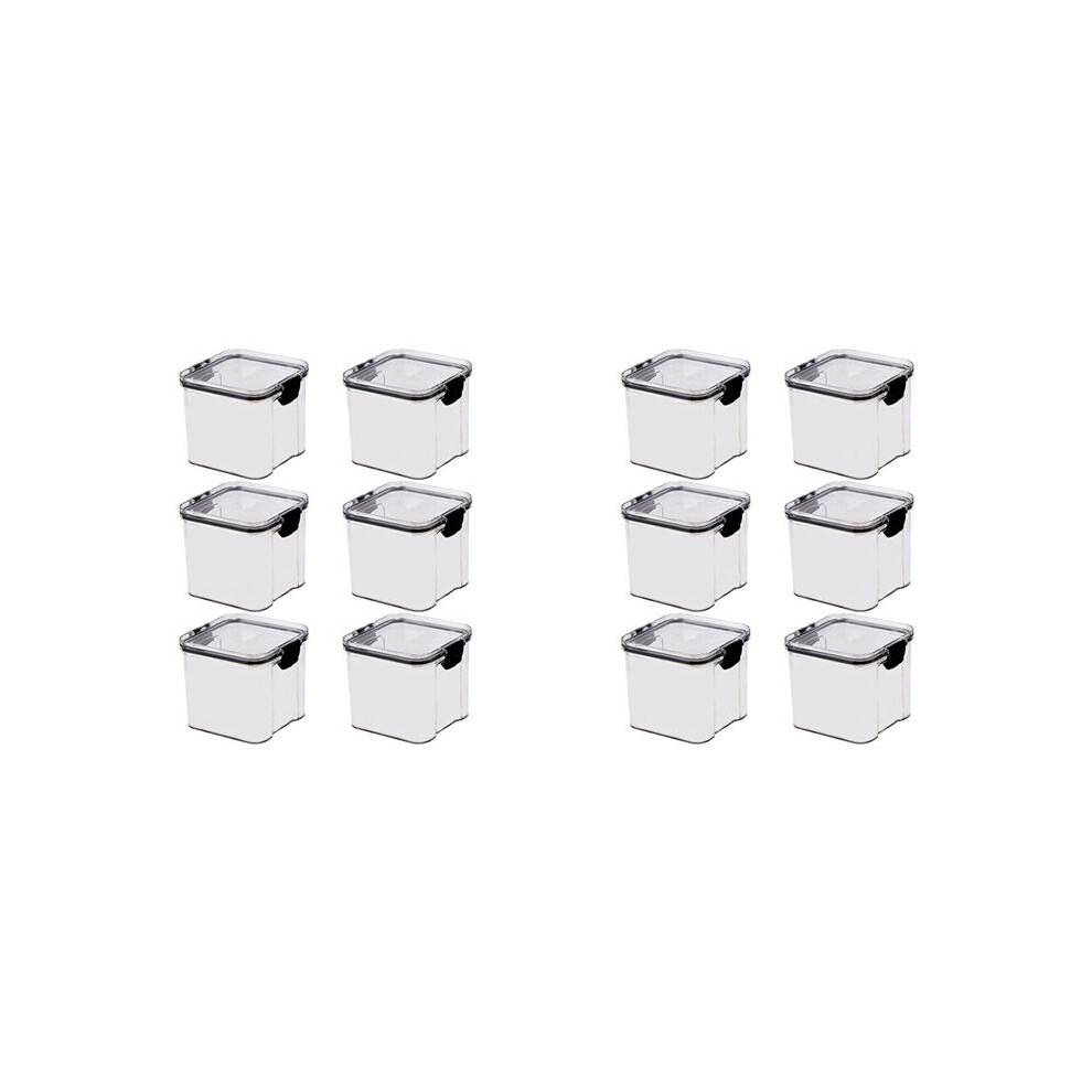 12 Pack 700Ml Kitchen Food Storage Box Organizer Container Set Vacuum Lid Seal Clear Square