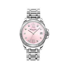 Damklocka Divine Pink med vita stenar silverfärgad