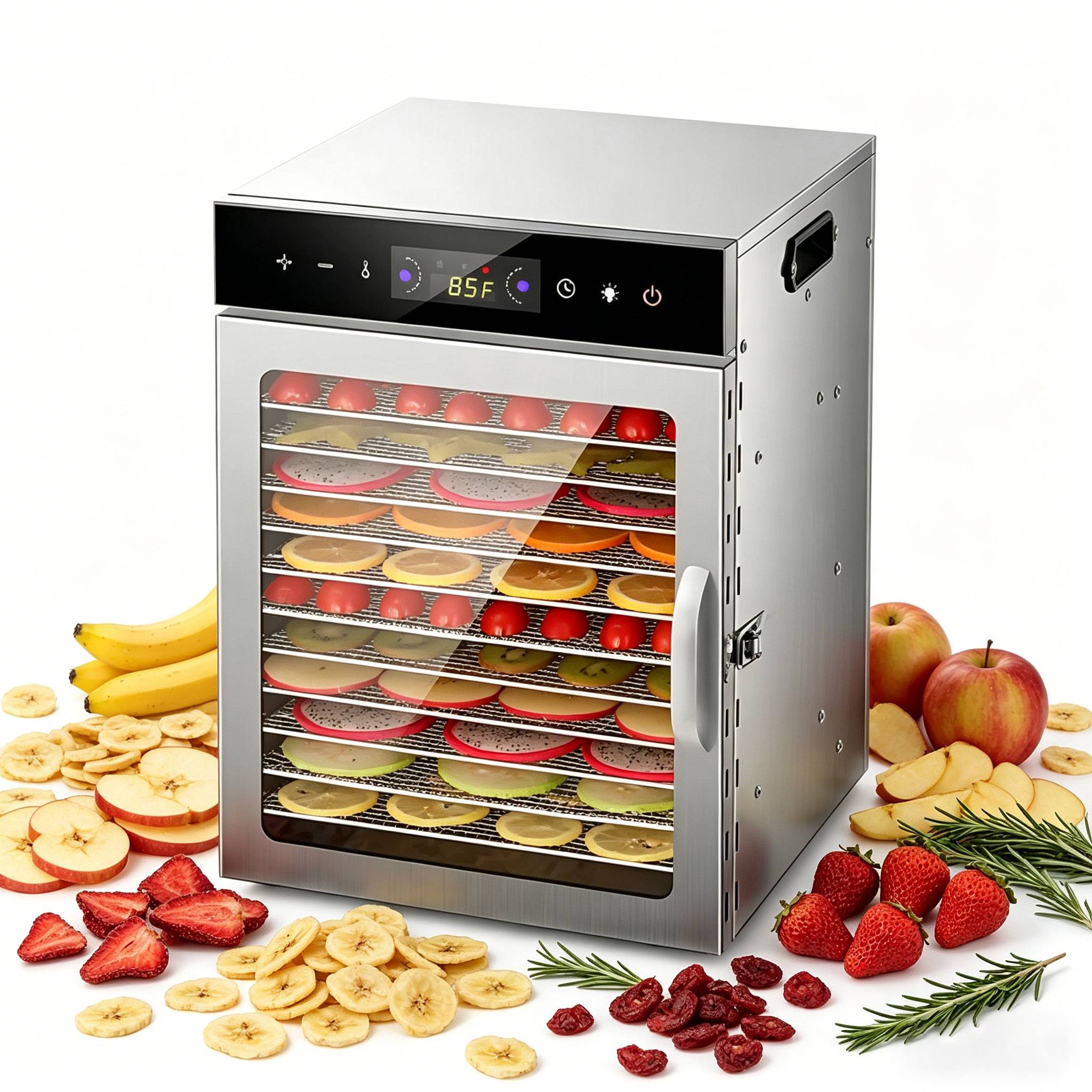 30~90℃ Food And Jerky Dehydrator With 24hour Timer And Lightweight Drying Rack Temperature Control for Fruit And Vegetable Meat Dryer EU Plug.