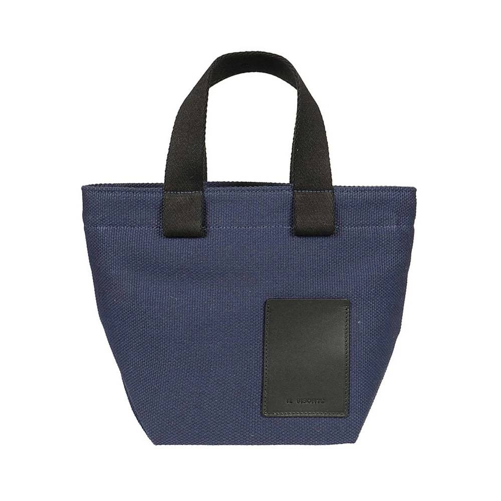 Il Bisonte Stilfuld Håndtaske med Frontlomme - Tasker - Dame - Blå - ONE SIZE - Uld