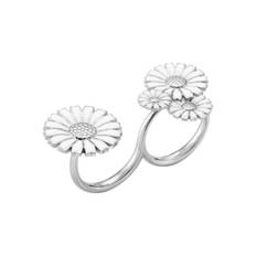 Georg Jensen Daisy ring i s�lv og hvid emalje