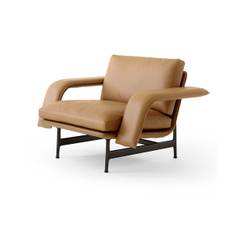&Tradition Meantime AV29 loungefåtölj Warm black-Noble leather Cognac - Brun