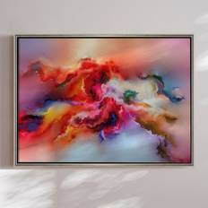 Håndlavet Maleri Med Ramme - Abstract Clouds - Mixed Media -  Str: 90 x 120 Cm