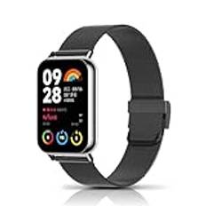 LanQii Armband för Xiaomi Smart Band 9 Pro/Xiaomi Smart Band 8 Pro, klockarmband rostfritt stål metall armband kvinnor män ersättningsarmband för Xiaomi Mi Band 8 Pro/Xiaomi Mi Band 9 Pro – svart