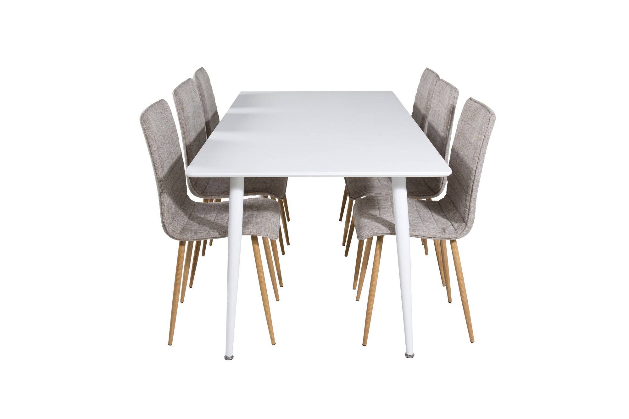Venture Home Polar spisebord 180 cm - White top / White Legs+Windu Lyx Spisebordsstol - Light Grey / Oak_6