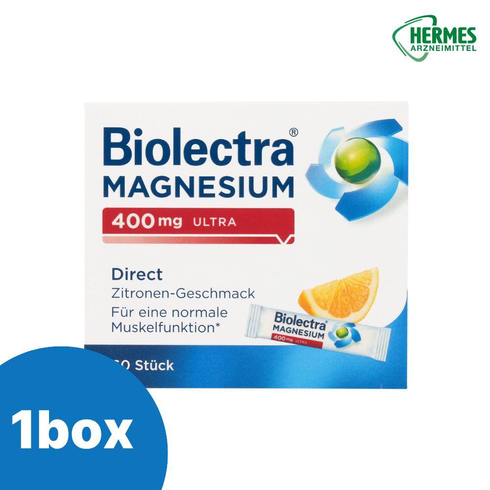 Biolectra Magnesium 400mg Ultra Direct 60 dospåsar 2 st månadsförbrukning Tyskland 60 tabletter 1 st
