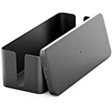 deleyCON Kabelhanternig Box Kabel Organiserare Box Kabellåda 40,5cm x 15,3cm x 13cm Robust Plast 2 Sidomonterade Kabelledare Skydd och Säkerhet Svart