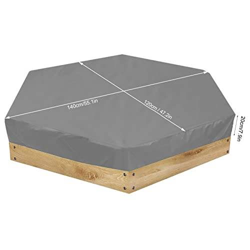 VomekoSandbox Cover, Hexagon Sandbox Sandlåda Lock med dragsko Vattentät Sandbox Pool Cover, för Sandlåda Canopy Sand Leksaker Skyddsskydd för utomhus 55,1 x 47,2 x 7,9 tum (55,1 x 47,2 x 7,9 tum')