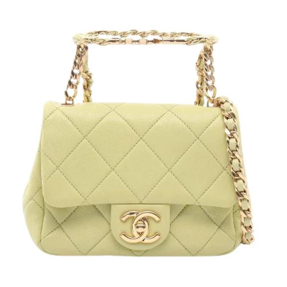 Chanel Vintage Pre-owned Mini Matelasse Læder Skuldertaske - Vintage - Dame - Grøn - ONE SIZE - Uld
