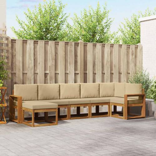 Utomhussoffset med kudde 7 pcs Naturlig och Beige