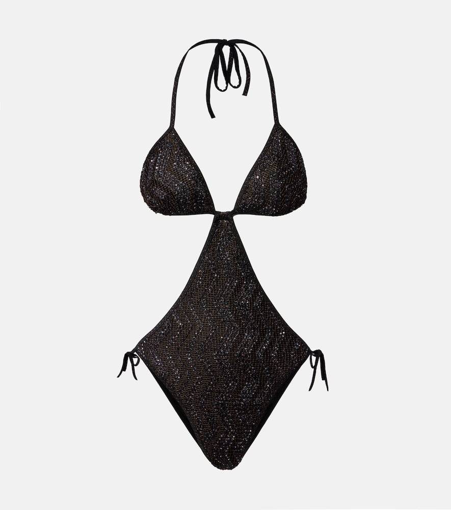 Missoni Wave halterneck lamÃ© swimsuit