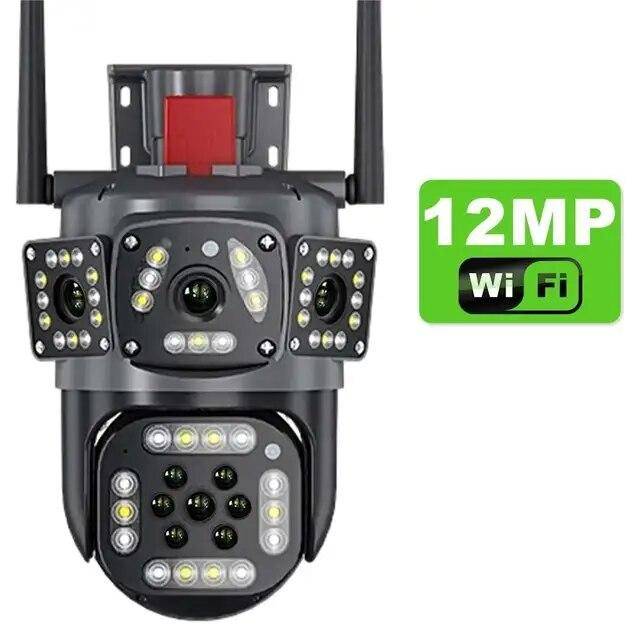 Ny EU 12MP PTZ WiFi 6K Dual Lens Screen Camera Trådlös Tre skärmar Skydd Rörelsedetektering Utomhus IP CCTV Survalance Hemskydd only Camera