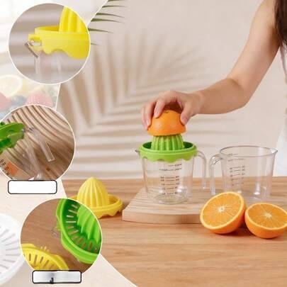 1 st/2 st bärbar manuell citruspress med mätbägare, handhållen press för citron och apelsin, enkelt fruktpressverktyg, praktisk köksgadget för hem, st - Multifärgad (gul,grön,2 st Gula,orange färg)