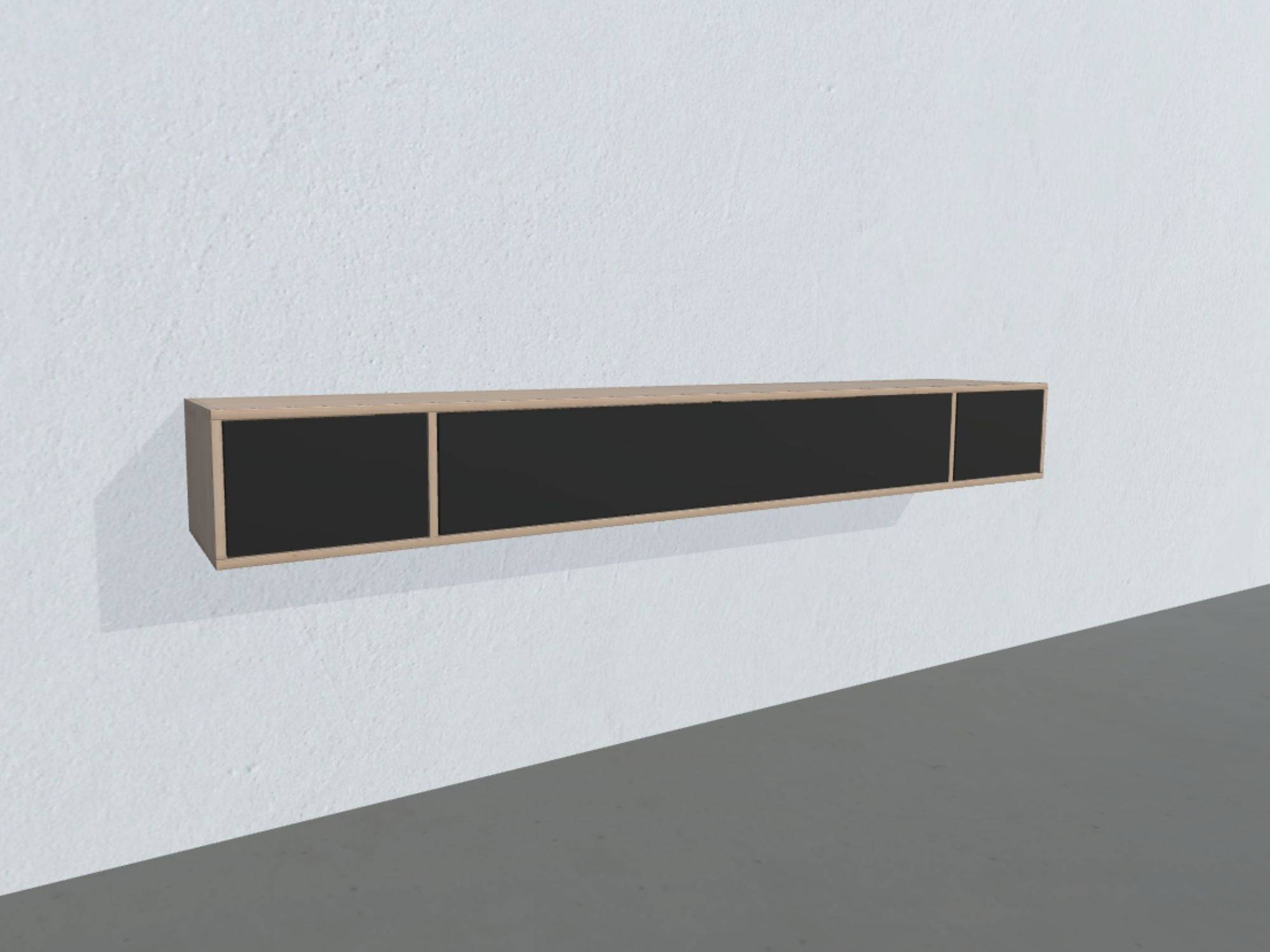 Square Exclusive TV-bord - opstilling 13 (dybde: 34 cm, sort stofklap, naturolieret eg massiv korpus, massiv træ korpus)