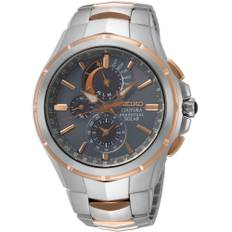 Seiko Coutura Solar Quartz Grey Dial Two Tone Stainless Steel Bracelet Men's Watch SSC788P9