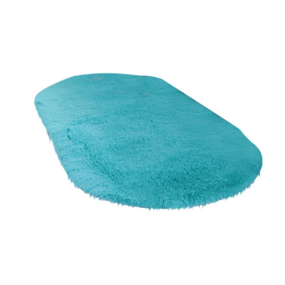 Fluffy Ovalt Soveværelsestæppe Blå 15,75x23,62 Tomme