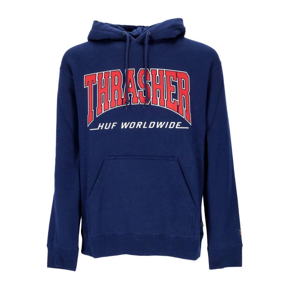HUF, Sweatshirts , Herre, Blå, L, Bomuld, Marine Thrasher Herre Hoodie Sweatshirt