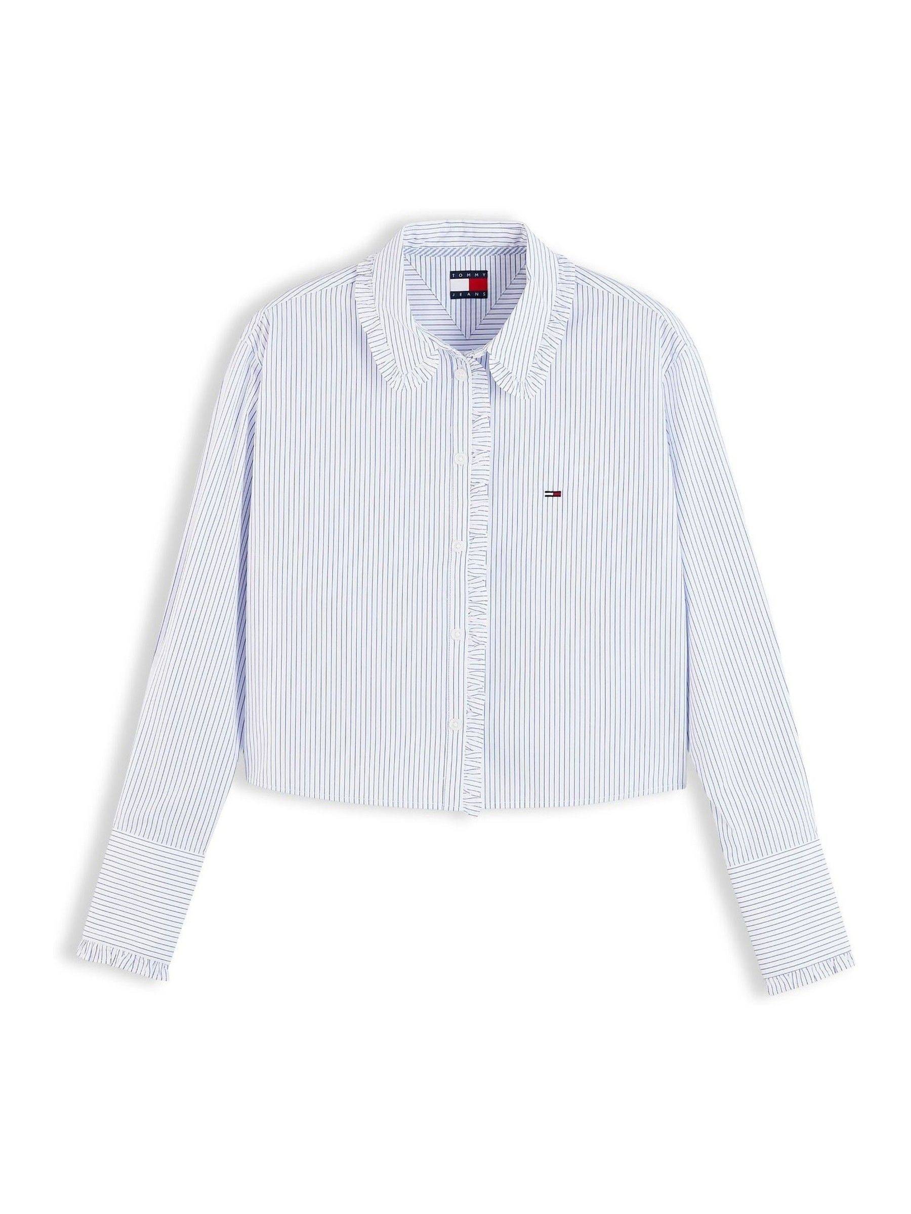 Tommy Jeans Tommy Jeans Blue Relaxed Fit Ruffle Poplin Shirt - XS (EU 34)