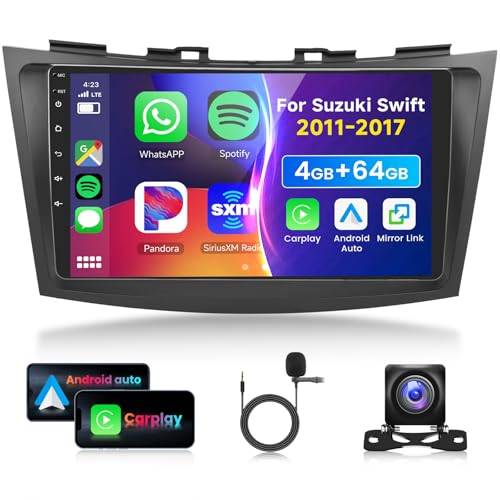 4G/64G VECHTEL 9" Bilstereo Bluetooth för Suzuki Swift 2011-2017, CarPlay Android Auto Trådlös, DSP, EQ, 1280 x 720, Wifi GPS, Spegellänk, RDS/FM Radio, Backkamera AHD