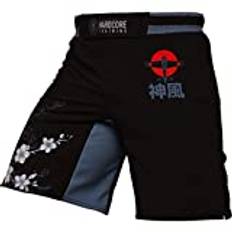 Hardcore träning fight shorts korta byxor män MMA BJJ gravyr fitness boxning muay thai No Gi, Svart grå röd, S