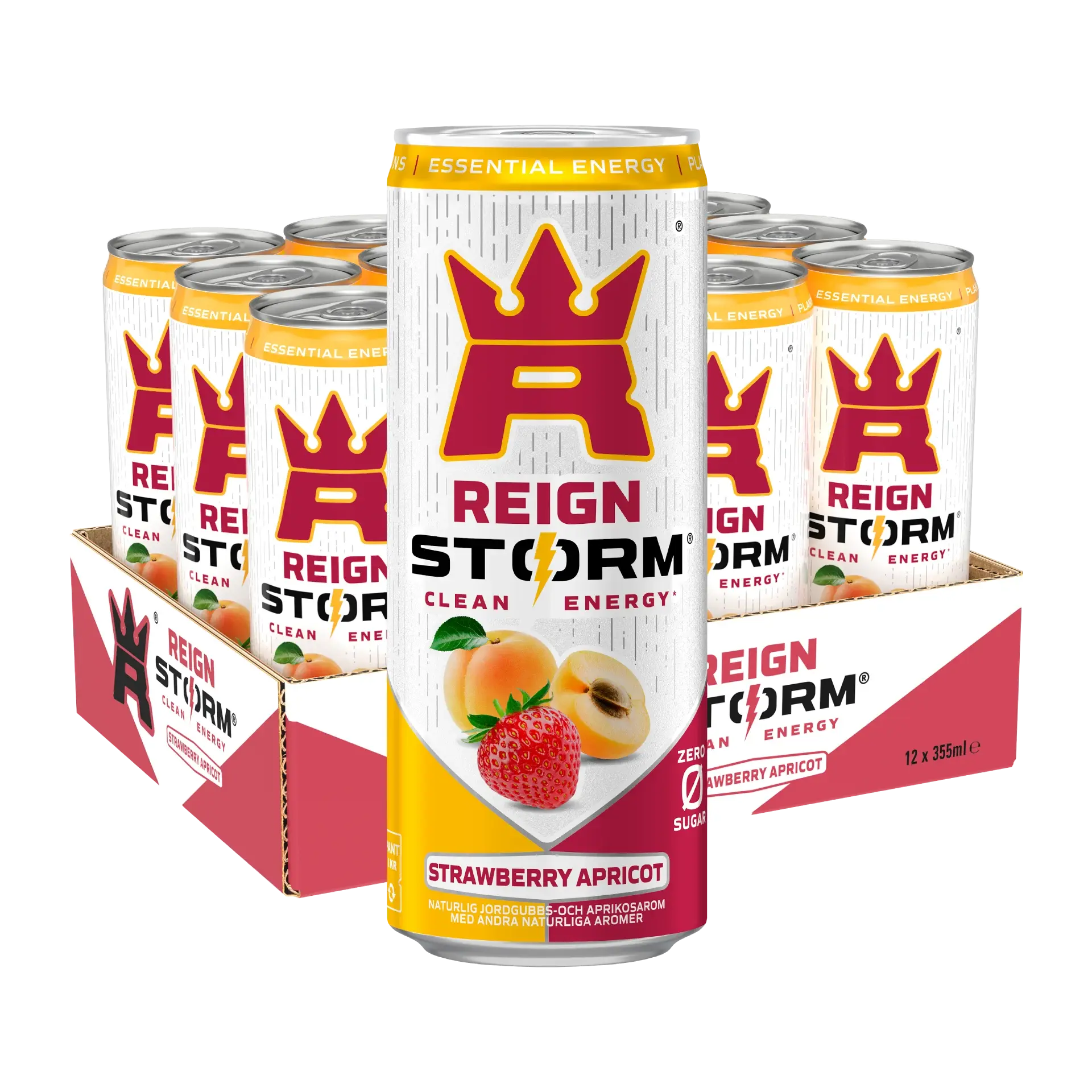 12 X Reign Storm Energy 355 Ml Strawberry Apricot