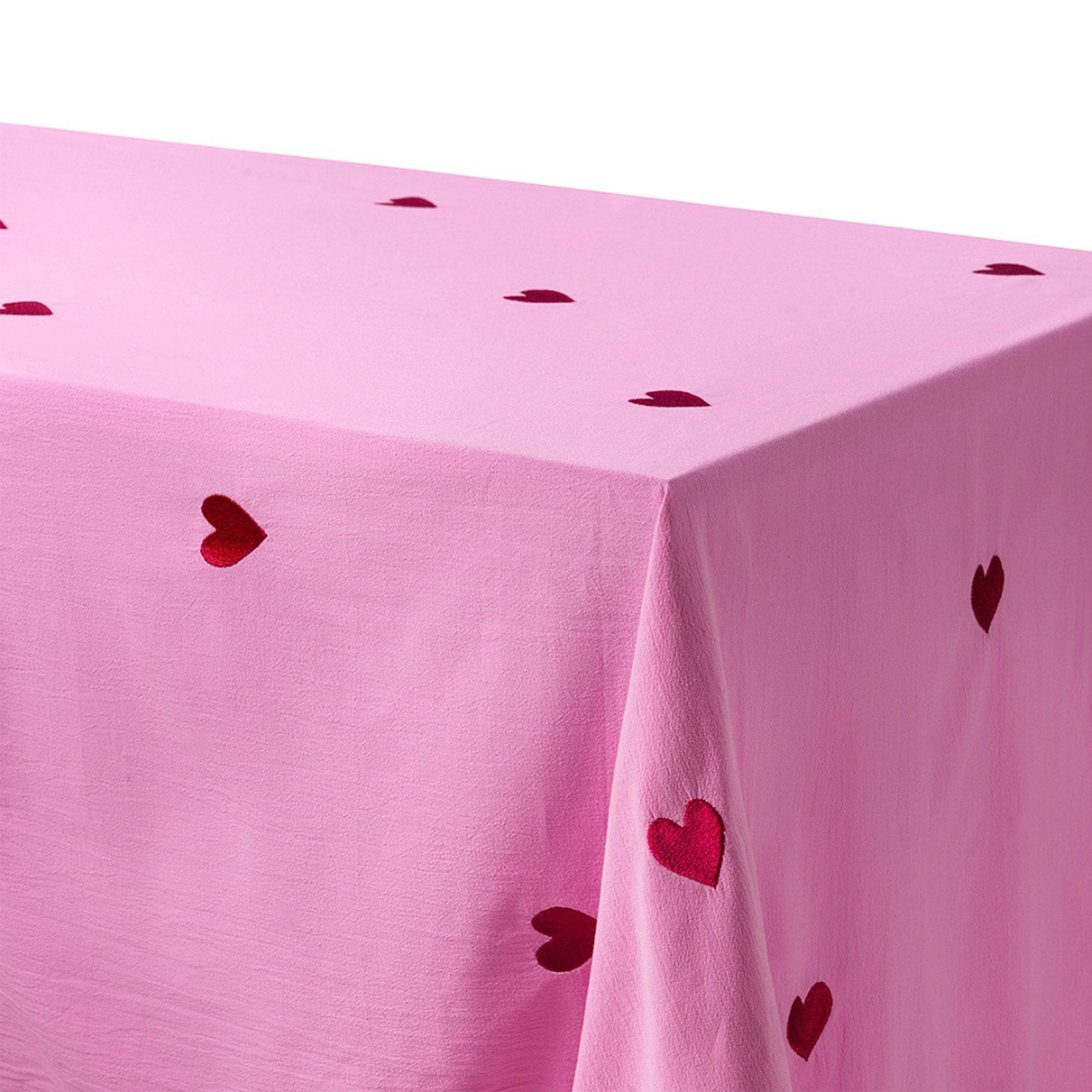 Midnatt Pink Hearts bordsduk 330x145 cm, rosa - Rosa