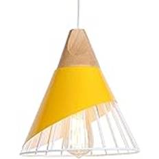 Pendellampor - Trähängande lampa med metallbur - 60W Edison Lights Modern industrilampa - Solid Wood Series hängande ljuskrona med ett huvud E26/ E27 Bas, ljusarmatur