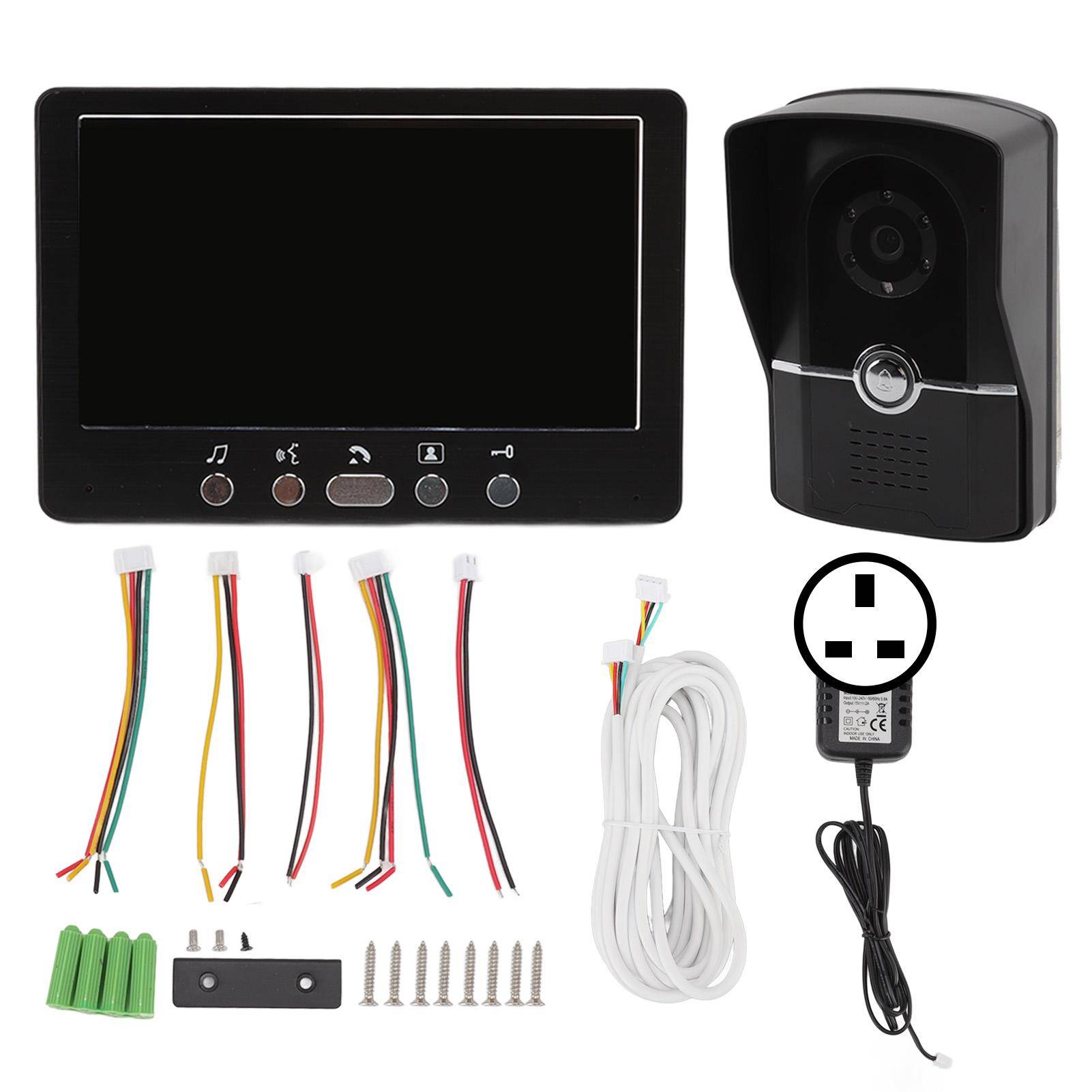 Video Doorbell HD Screen 6 Languages 16 Ringtones 2 Unit Video Intercom Doorbell with Rain Shell