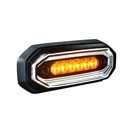 Strands FOR9T Aura varningsljus, 6 LED, vit/amber, mörk lins