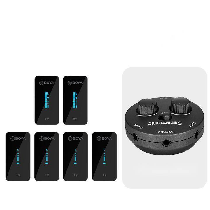 Noise-cancelling Mini Wireless Collar Microphone - BY XM6 Four person mic / Standard Apple adapter K3