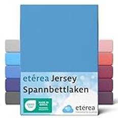 etérea Comfort Jersey Påslakan 80x160cm - 80x180 Oekotex Made in Green - 100% bomull, jersey, monterat lakan upp till 25 cm högt - lakan 80x160-80x180 cm Ljusblå