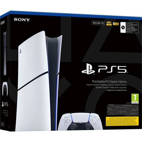 SONY PLAYSTATION 5 Slim Digital Edition 825 GB E-chassi Svartvit konsol