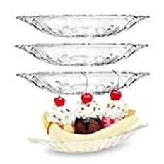 Banan split skål båt, glass Sundae-tallrik, efterrättsrätter klar 4 set 180 ml