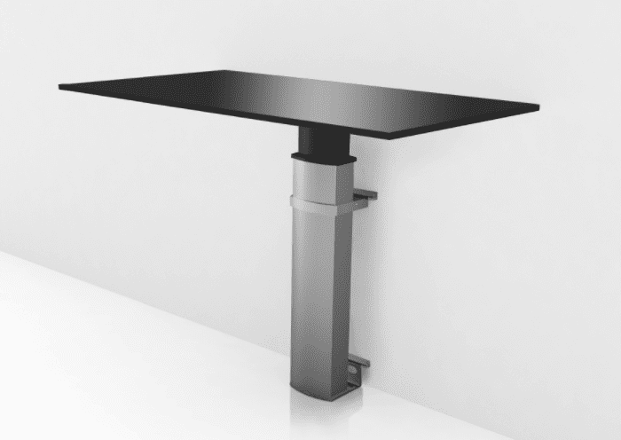 501-19 Hæve Sænkebord, pulverlakeret stål - 120 x 80 cm Alu Stel/Sort Plade.