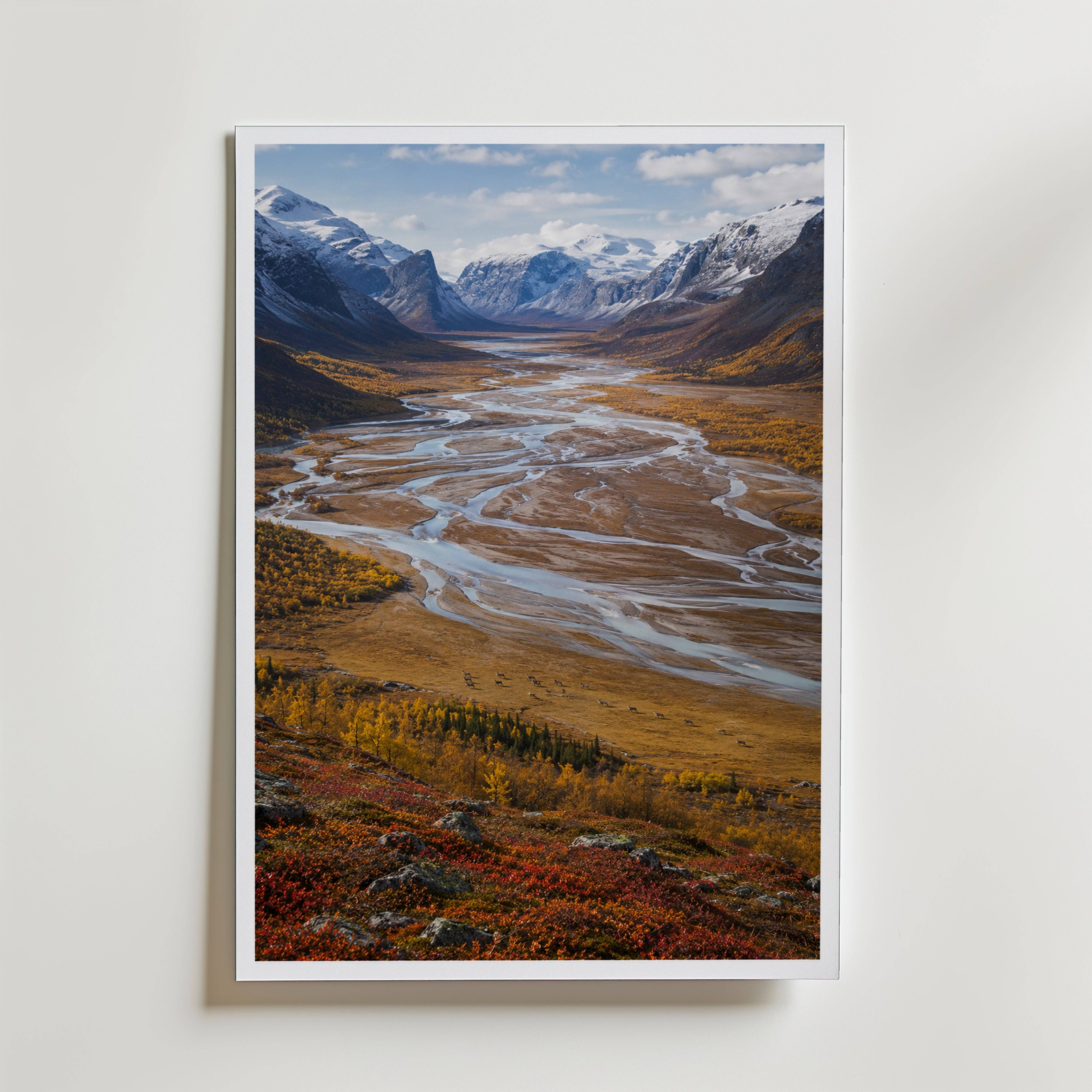 Sarek River Valley Poster - Fine Art Poster 13x18 cm