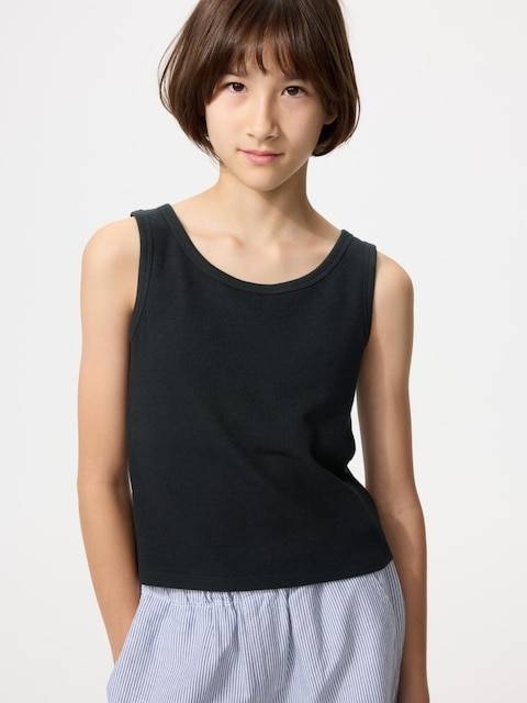 Uniqlo - Ribbed Bra Top - Black - 9-10 Years (140cm)