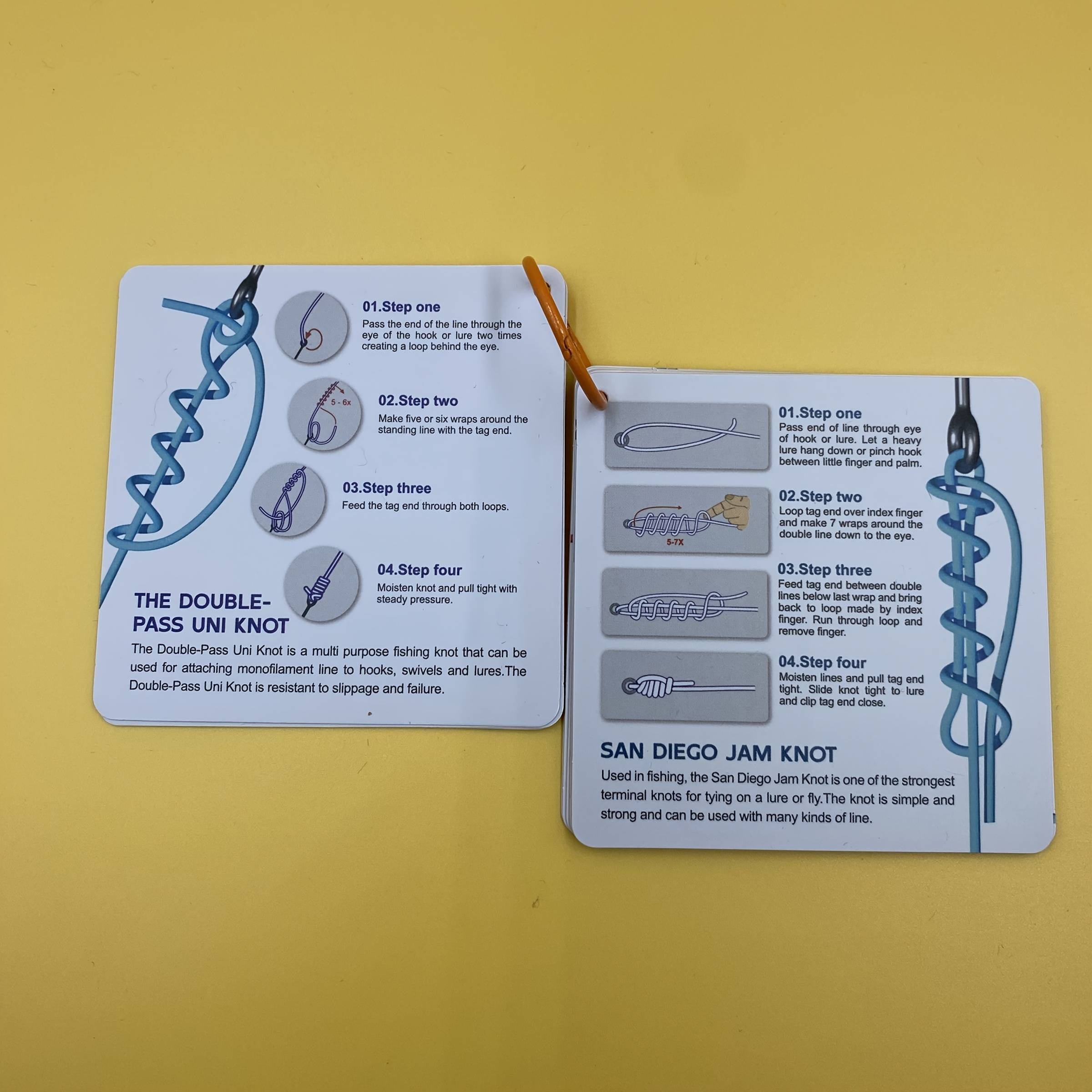 Fishing Knot Tying Guide Cards, Fishing Hook Line Knot Diagram Step Tutorial Cards, 10 Waterproof Pvc Guide Cards With 20 Knots, Fishing Additions For And Beginners