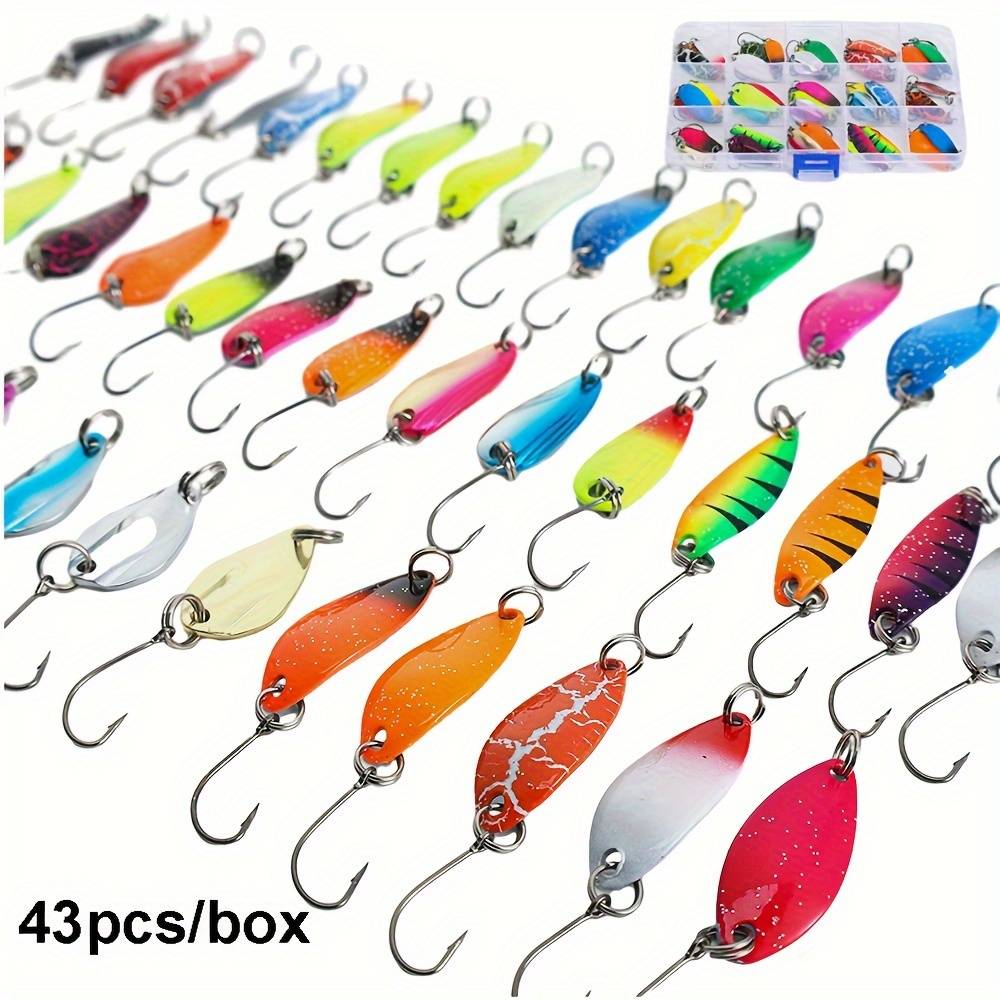 Jsfun 43pcs/box Trout Lure Spoonbait Spinners Spoon Bobbin Artificial Hard Bait Sequins For Carp Fishing Tackle
