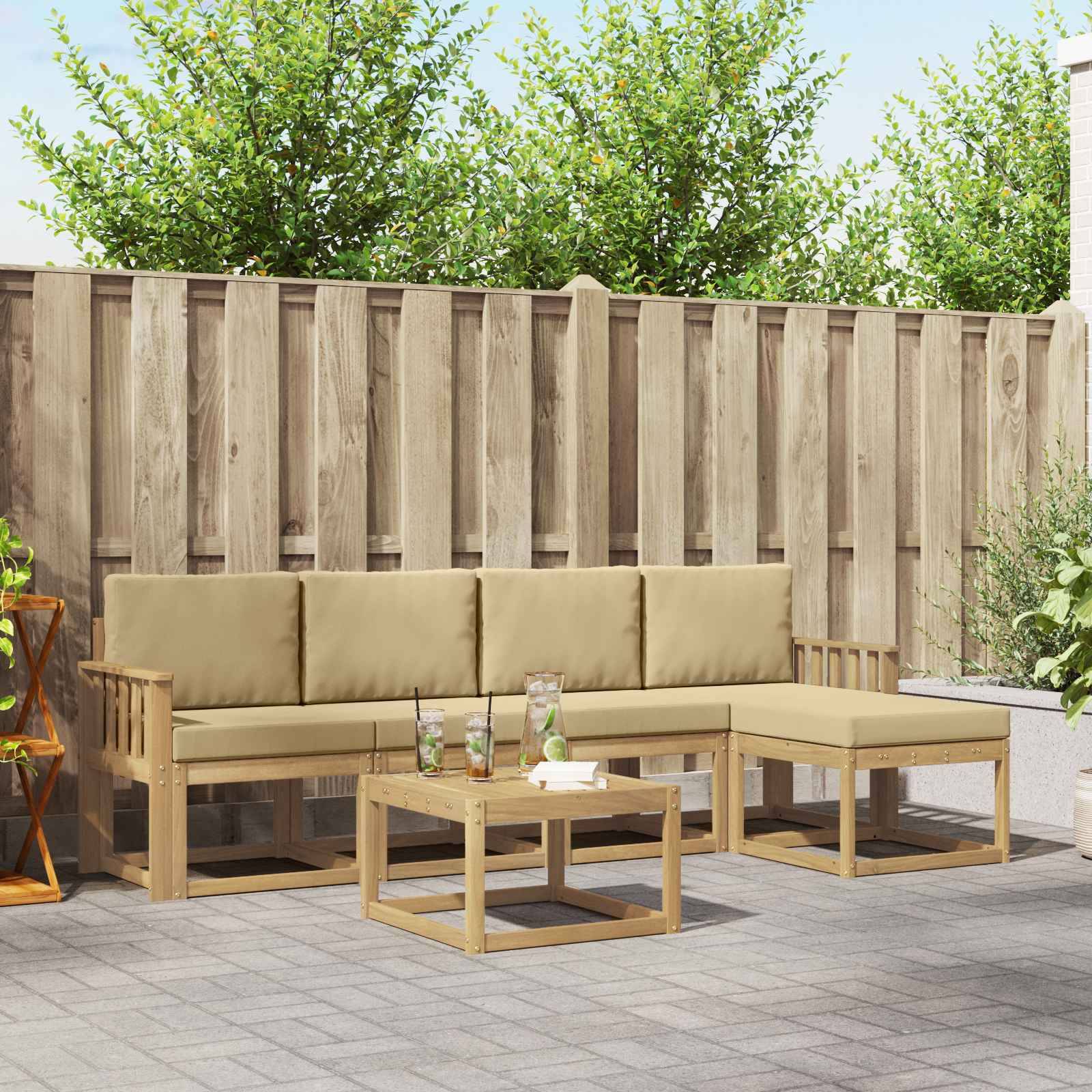 vidaXL Udendørs sofagruppe 6 stk. Hvid og Beige