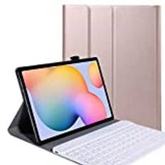 YGoal Tangentbordsfodral för Galaxy Tab S6 Lite, avtagbart trådlöst tangentbord PU-läder tangentbordsställ fodral för Samsung Galaxy Tab S6 Lite 10.4 P615/P610, roséguld