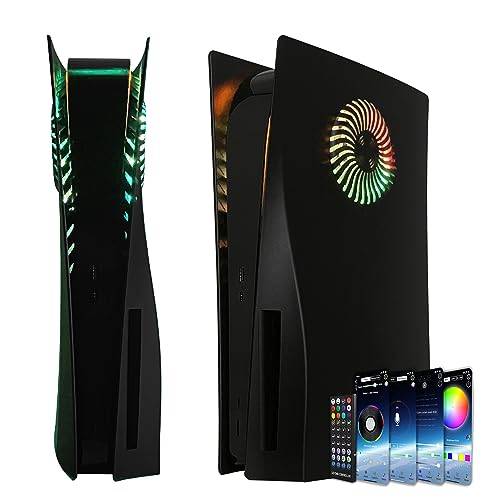 PS5 Faceplate with RGB Light Strip and Dust Filter for Cooling Vents DOBEWINGDELOU 400+ Effects LED Light Ring Console Cover for PlayStation 5 Disc Edition DIY Decoration Kit Accessories Black