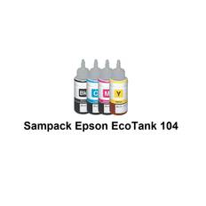 Sammenpak med 4 styk Epson 104 BK-c-m-y er kompatibel Blækrefill Indeholder 280ml.