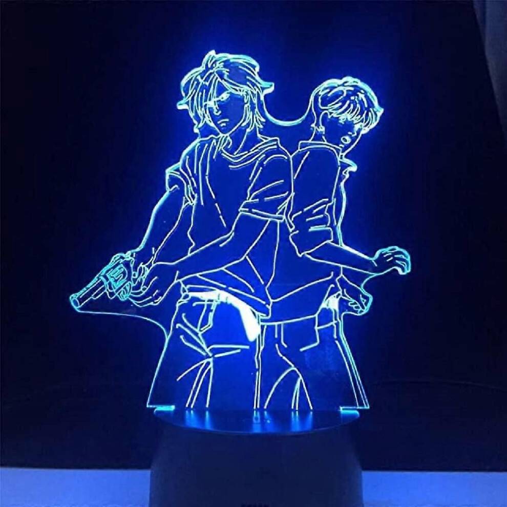 Animelampa, nattljus, illusionsljus, ASH Lynx och Eiji Okumura, bananfisklampa, 3D för barnrum