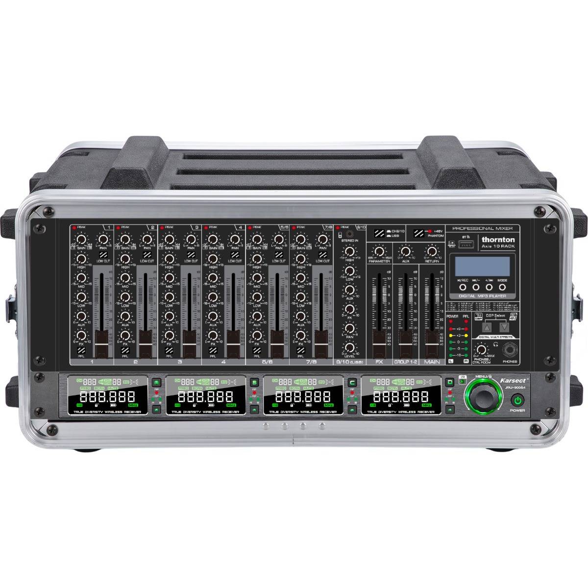 Trådlöst 4-mikrofonpaket med Thornton Axis 10-mixer
