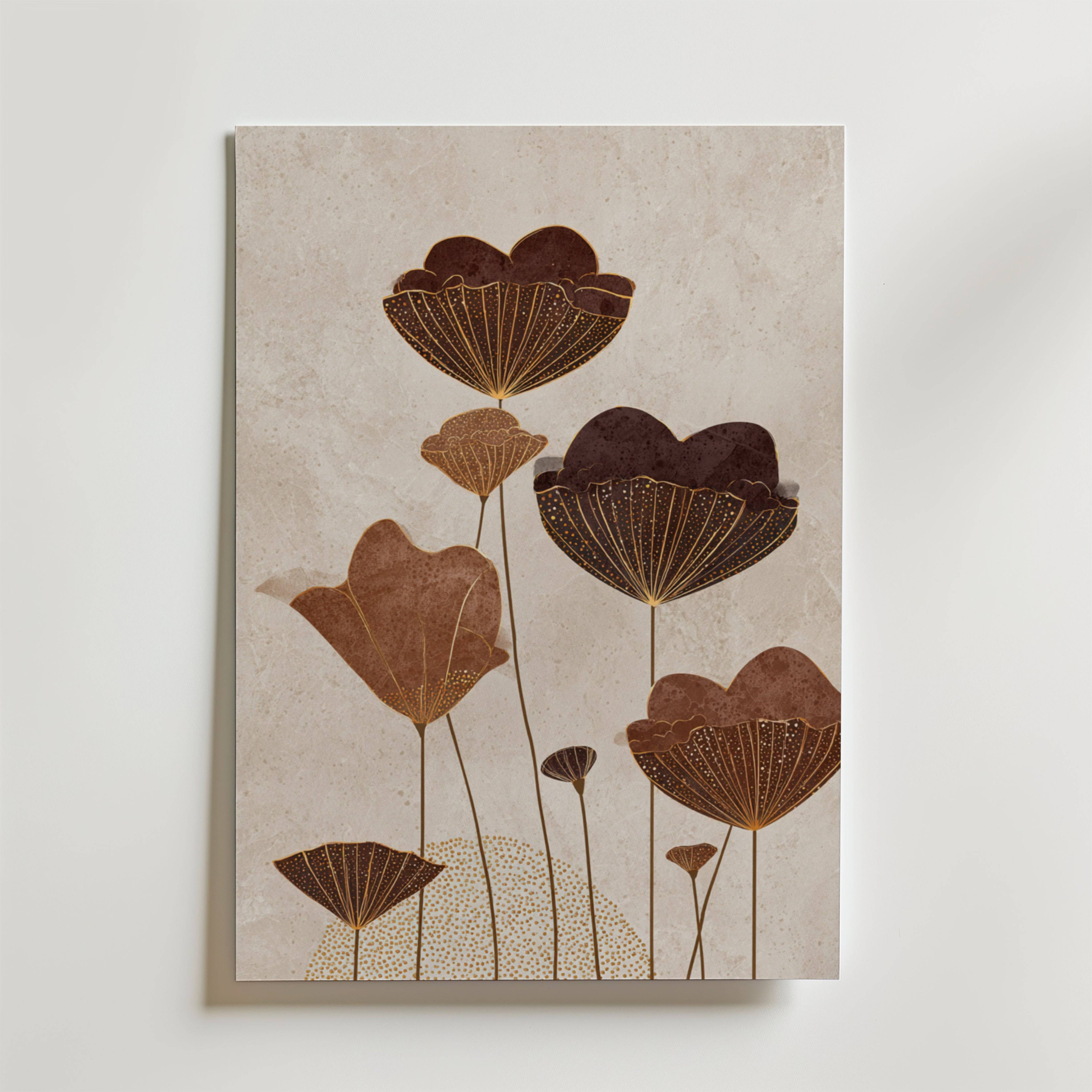Golden Lotus Silhouette Poster - Premium Canvas 40x50 cm