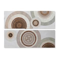 Skandinavisk Hvid Beige Circler Lærred Maleri - Sæt af 2, 150 x 3 x 50 cm