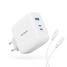 Wall Charger 120 W GaN Ricomm RC1201 EU, 1 x USB-A, 2 x USB-C 2,1 m USB-C kabel