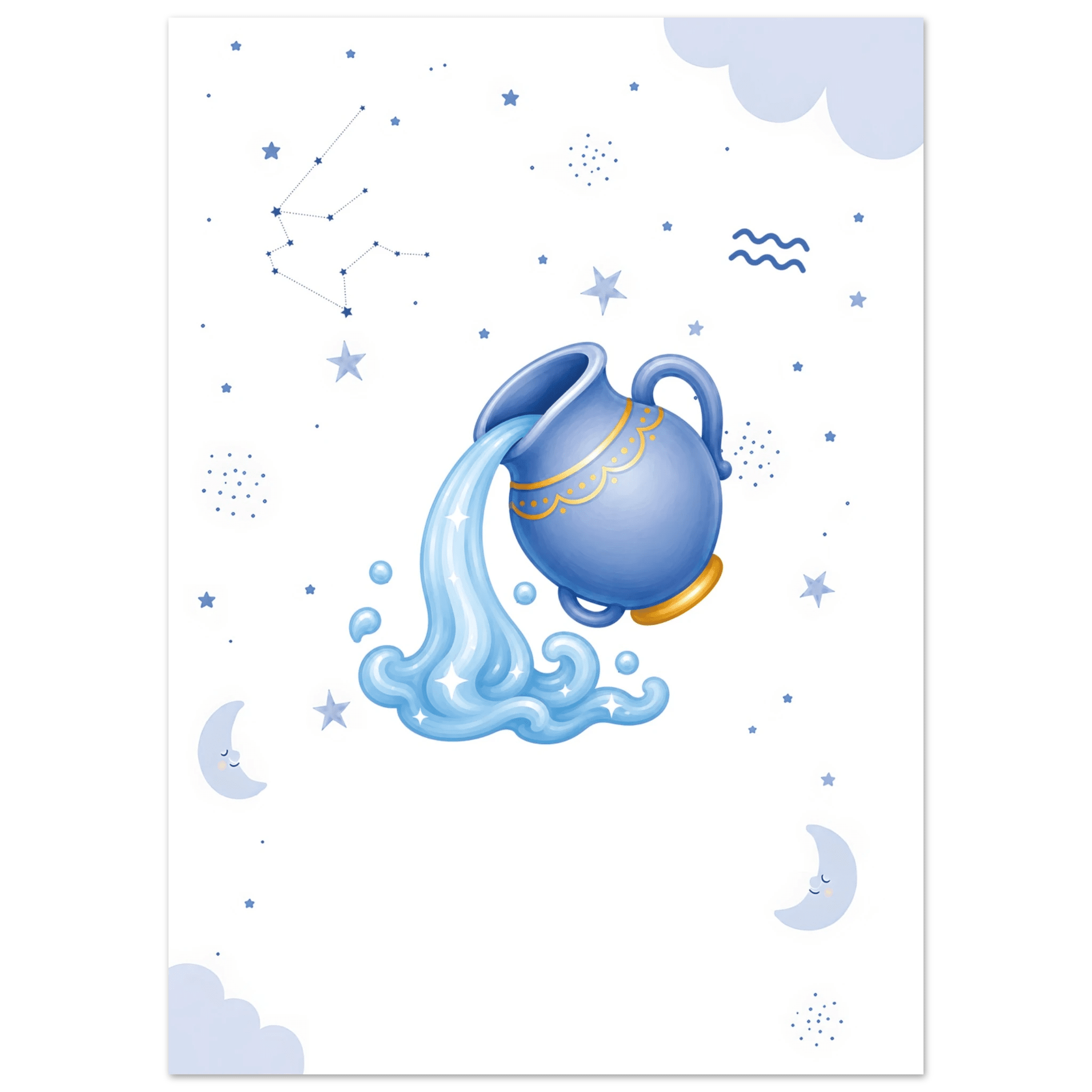 Stjärntecken vattumannen med namn-50x70 cm / 20x28″ / Utan ram / -